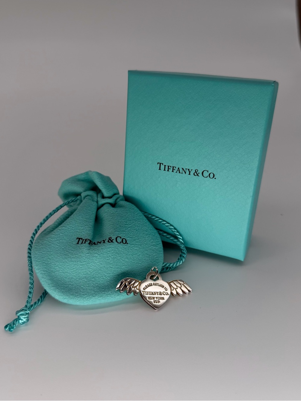 Tiffany & Co. Return to Tiffany Silver Angel Heart Tag Charm Wing Rare Retired